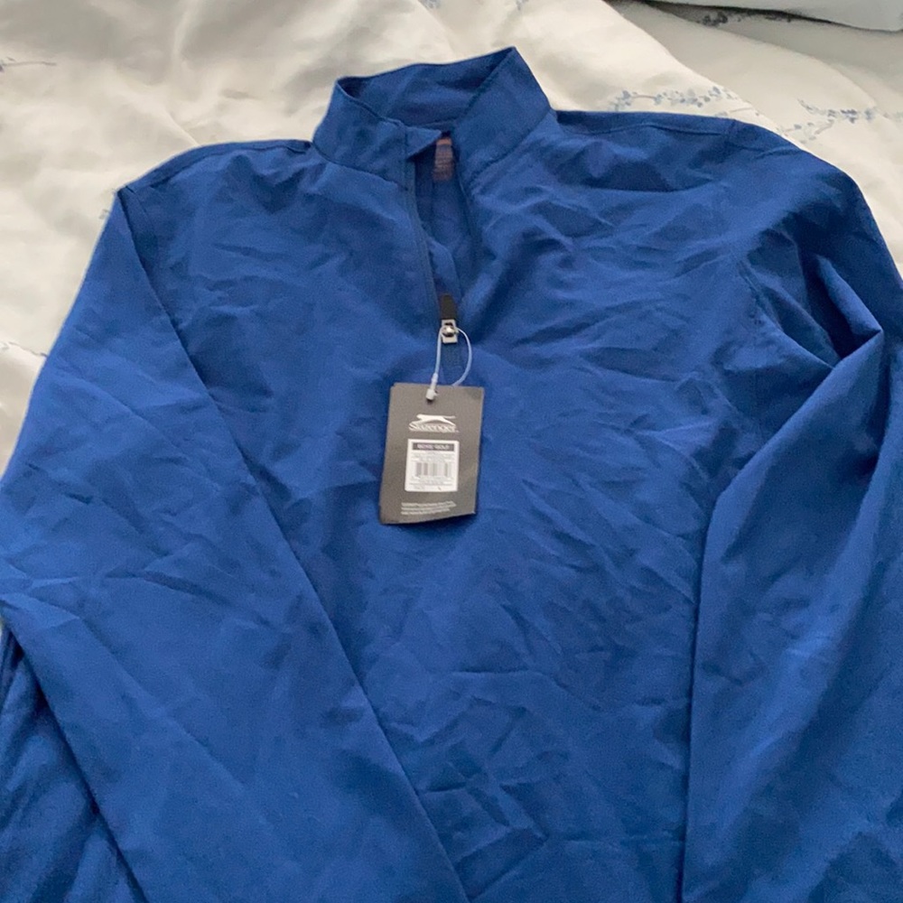 Boys golf 1/4 zip blue large windbreaker NWT